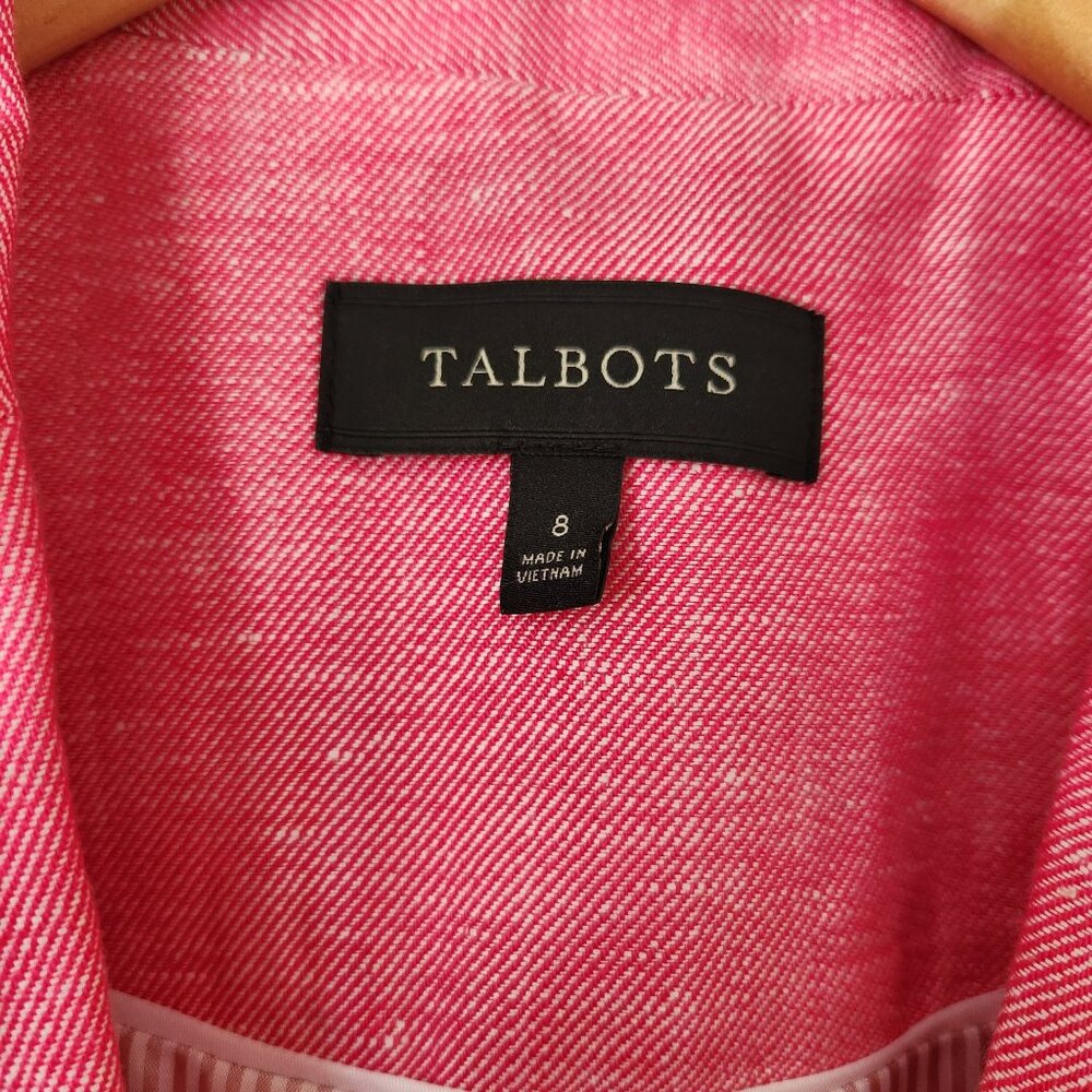 Talbots Pink Linen Blazer Jacket Single Button Lightweight Summer Office Work - Picture 5 of 10